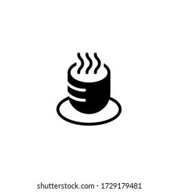 Tea cup of japan vector icon in black solid flat design icon isolated on white background