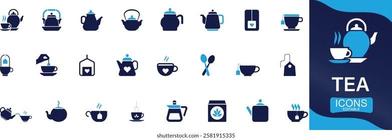 tea cup kettle pot icon set You can easily change the color