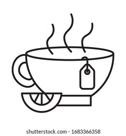 tea cup with lemon line style icon vector illustration design