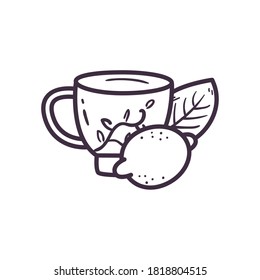 Teebeutel mit Zitronensymbol-Design, Time Drinks Frühstück und Getränk Thema Vektorgrafik