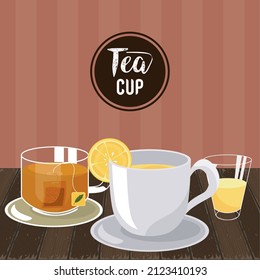 tea cup lettering with cups poster