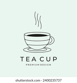 tea cup line art logo vector minimalist illustration design