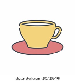 Tea Cup - Line Cut Style.project.art line icon.symbol and sign.Editable stroke