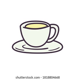 Tea cup line and fill style icon design, Time drink breakfast and beverage theme Vector illustration