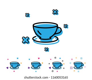 Tea cup line icon. Coffee drink sign. Fresh beverage symbol. Line icon with geometric elements. Bright colourful design. Vector