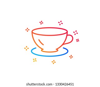 Tea cup line icon. Coffee drink sign. Fresh beverage symbol. Gradient design elements. Linear espresso icon. Random shapes. Vector