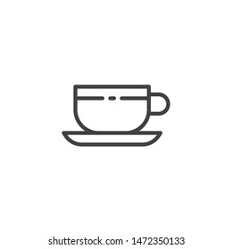 Tea cup line icon. Coffee linear style sign for mobile concept and web design. Cup, saucer outline vector icon. Symbol, logo illustration. Vector graphics
