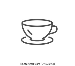 Tea cup line icon. Coffee drink sign. Fresh beverage symbol. Quality design element. Editable stroke. Vector
