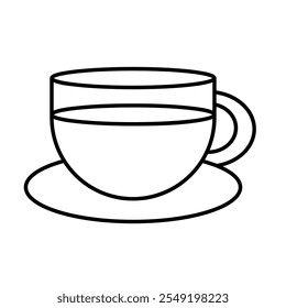 Diseño de icono de línea de taza de té, Ilustración vectorial de arte de línea de taza de café, taza de vidrio para bebidas calientes, arte de Clip de taza de chocolate caliente