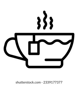 Tea cup line icon. Hot tea vector illustration isolated on white. Mug outline style design, designed for web and app. Eps 10