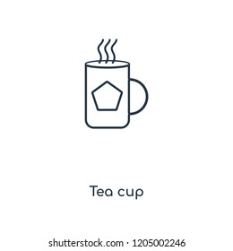 Tea cup line icon. Linear Tea cup outline symbol design. This simple element illustration can be used for web and mobile UI/UX.