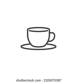 Tea cup line icon. linear style sign for mobile concept and web design. Cup and saucer outline vector icon. Symbol, logo illustration. Vector graphics