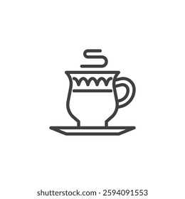 Tea Cup line icon. linear style sign for mobile concept and web design. A small cup with steam rising outline vector icon. Serving tea symbol, logo illustration. Vector graphics