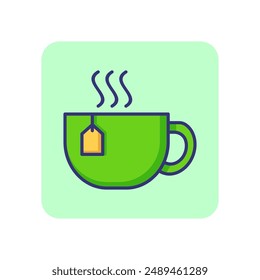 Tea cup line icon. Mug, bag, tag. Hot beverage concept. Can be used for topics like office, morning, breakfast, break