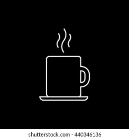 Tea Cup Line Icon On Black Background