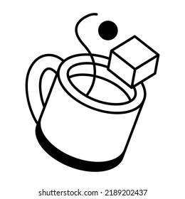 A Tea Cup Line Isometric Icon