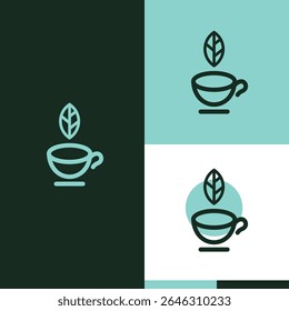 Tea cup line simple logo design