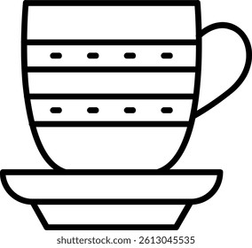 Tea Cup Line Vector Icon Design