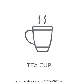 Tea cup linear icon. Modern outline Tea cup logo concept on white background from kitchen collection. Suitable for use on web apps, mobile apps and print media.