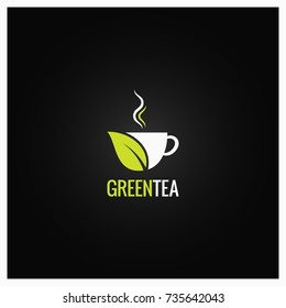 Tea Cup Logo Concept Design. Green Organic Tea Background