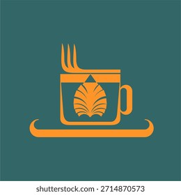 Insignia del emblema del logotipo de la taza de té en estilo art déco