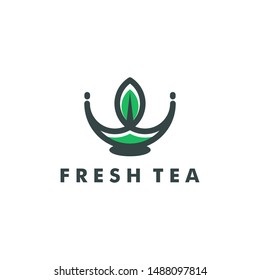 Tea cup logo icon design - vector