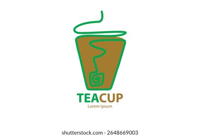 tea cup logo image, one line simple design simple image, editable vector