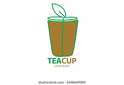tea cup logo image, one line simple design simple image, editable vector