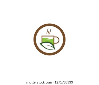 Tea cup logo template vector icon illustration