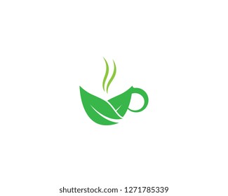 Tea cup logo template vector icon illustration