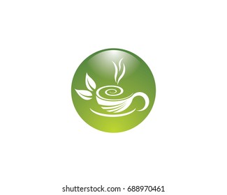 
Tea cup logo template vector  icon illustration design