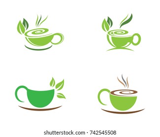 Tea cup logo template vector icon illustration design