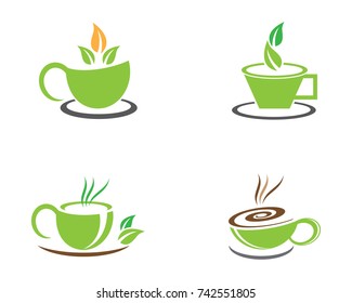 Tea cup logo template vector icon illustration design