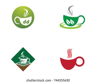 Tea cup logo template vector icon illustration design