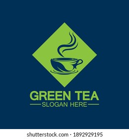 Tea cup logo vector design.Green tea vector logo template.