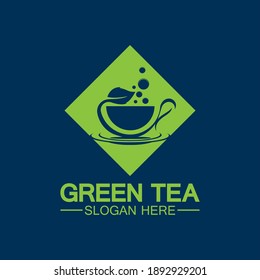 Tea cup logo vector design.Green tea vector logo template.