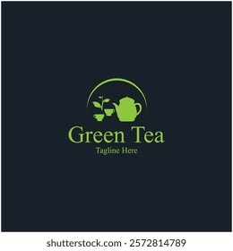 Tea cup logo vector design.Green tea vector logo template.
