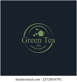 Tea cup logo vector design.Green tea vector logo template.