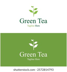 Tea cup logo vector design.Green tea vector logo template.