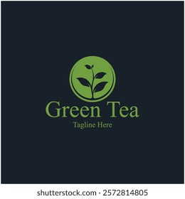 Tea cup logo vector design.Green tea vector logo template.