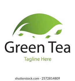 Tea cup logo vector design.Green tea vector logo template.