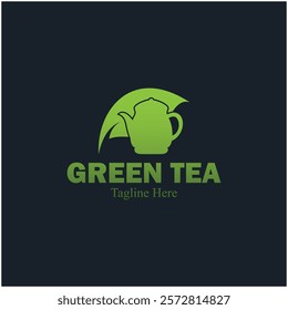 Tea cup logo vector design.Green tea vector logo template.