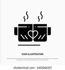 Tea, Cup, Love, Heart, Wedding solid Glyph Icon vector