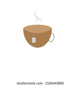 Tea cup minimalist logo or flat image illustration 