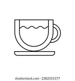 Tea in Cup Monochrome Isolated Sign. Perfect for using in banners, fliers, business cards, stores, shops