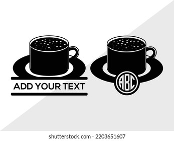 Ilustración de vectores imprimibles de Tea Cup Monograma SVG
