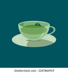 té en una taza con fondo azul