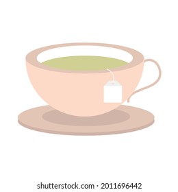 tea cup on dish isolated icon