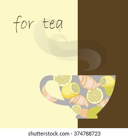 Tea cup on menu in cafe