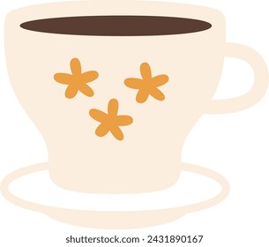 Tea Cup On Saucer Vector Illustration